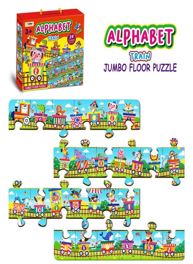 LithoConcepts Learn ABCs with Fun! 24-Piece Alphabet Train Jumbo Floor Puzzle for Toddlers - Interactive Educational Toy for Ages 3+ - Image 3